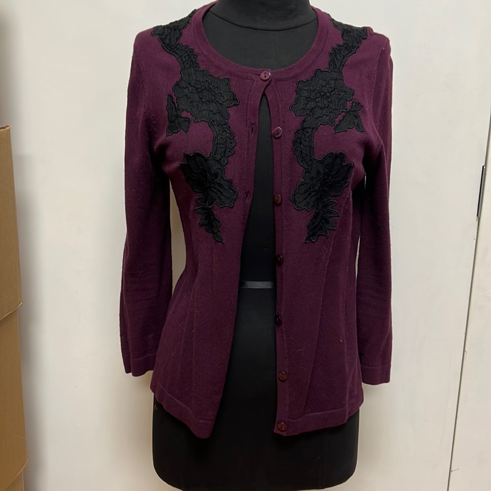 Color works petite large cardigan
